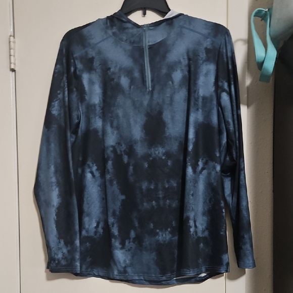 Tops - Plus Size Women's Navy Tie-Dye Long Sleeve Althetic Top